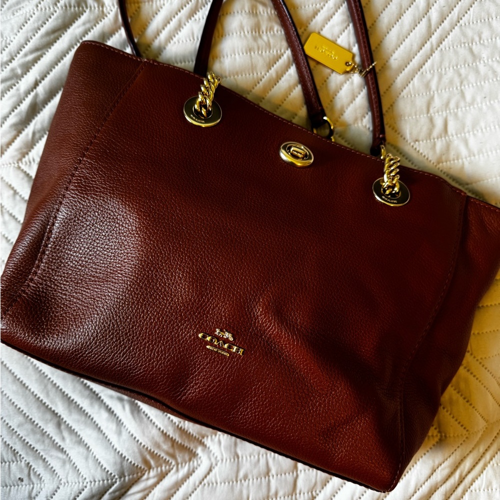 Coach Rich Brown Leather Tote